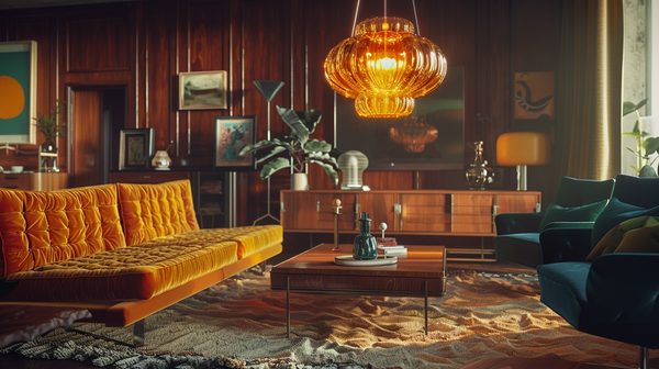 Suspension vintage années 70 en verre ambré à 99,90€